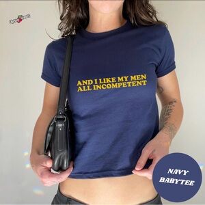 Sabrina Carpenter Quote: Black Graphic Baby Tee with Yellow Writing